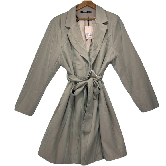 Missguided Jackets & Blazers - NWT Missguided Plus Size Organza Overlay Blazer Dress Womans‎ 16 Mesh Tan
